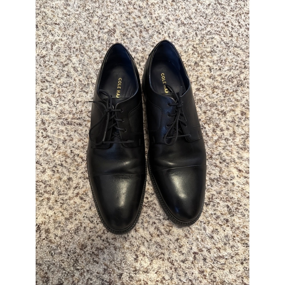 New Cole Haan Men's Modern Oxford Leather Sz‎ 10.5 Shoes Black Floor Sample